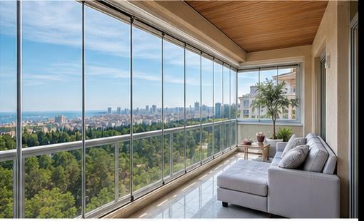 Manzaralı cam balkon kapama sistemi